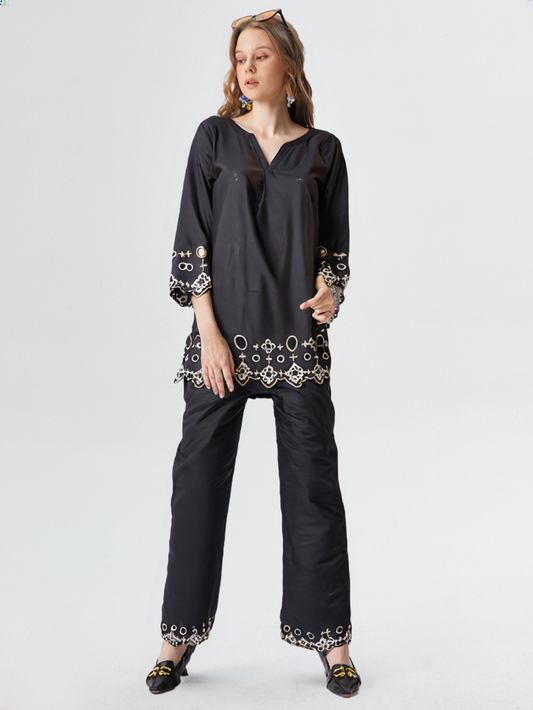 Yashal – 2-Piece Embroidered Cutwork Co-ord Set