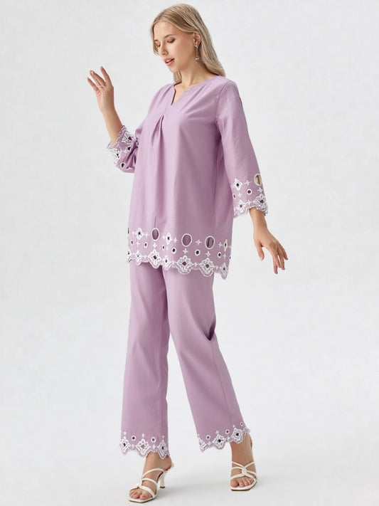 Yashal – 2-Piece Embroidered Cutwork Co-ord Set