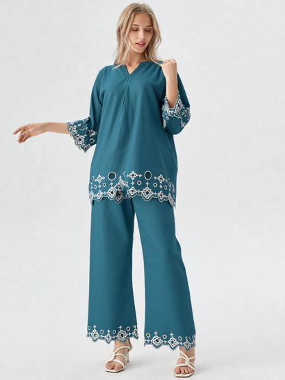 Yashal – 2-Piece Embroidered Cutwork Co-ord Set