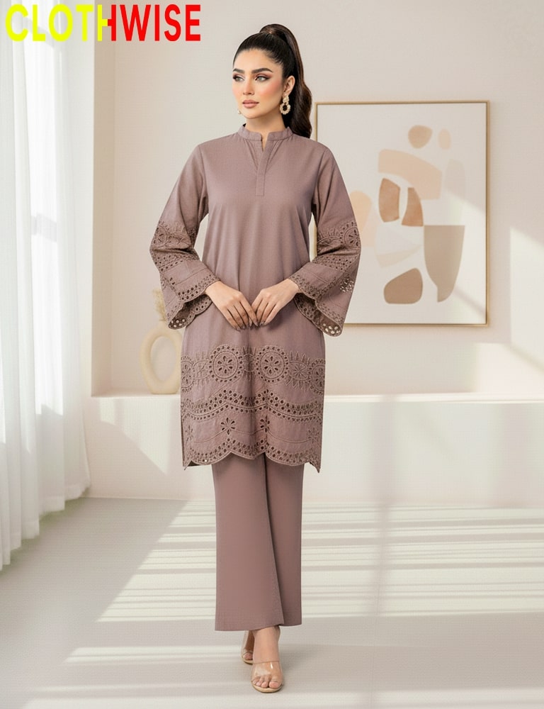 womens wearing heavy premium embroidered co-ord set by clothwise