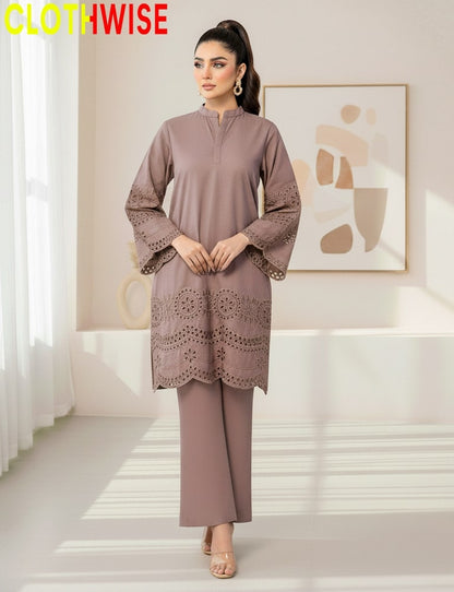 womens wearing heavy premium embroidered co-ord set by clothwise