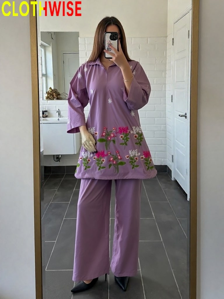 embroidered co-ord set 2-pcs by clothwise