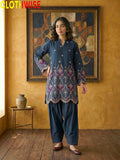 Adaa Laser Embroidered 2-Piece Lawn Co-ord Set – Zinc Blue - Pakistani Women Pret | CLOTHWISE