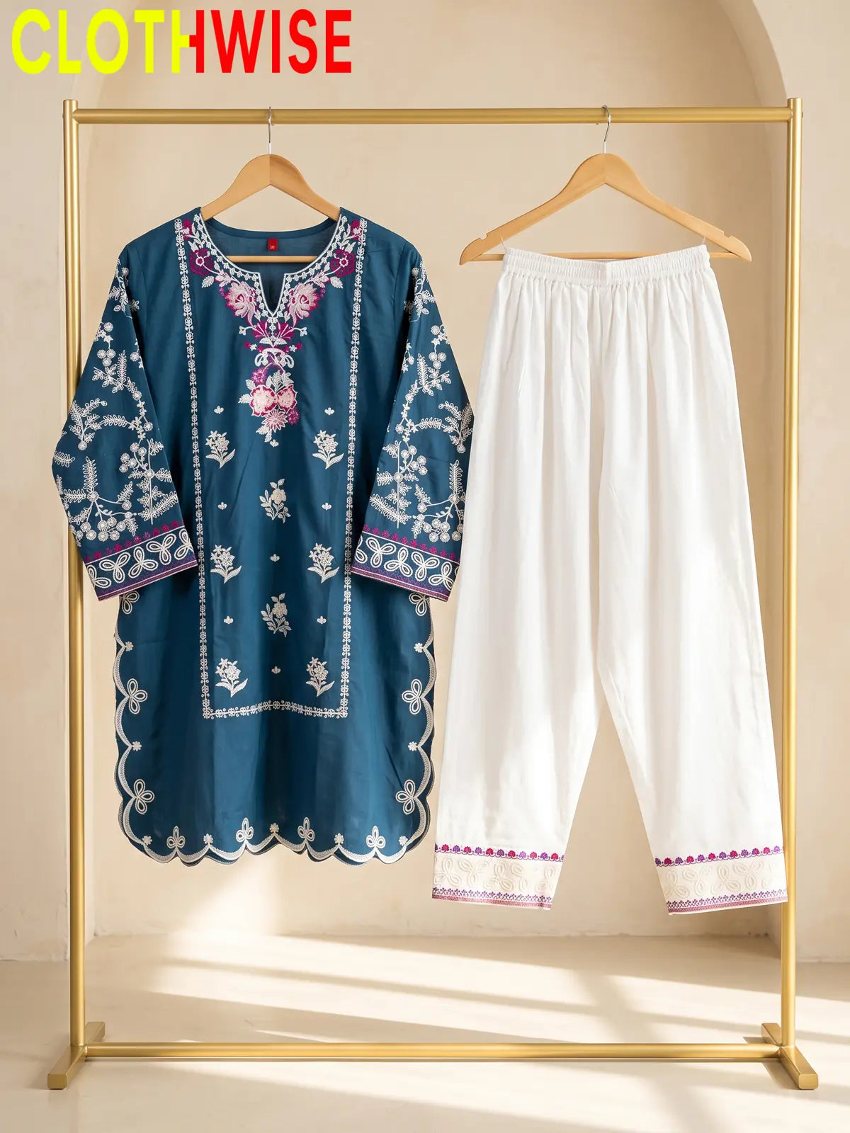 Zarmeen – Embroidered Cotton Kurta Shalwar Set | Clothwise